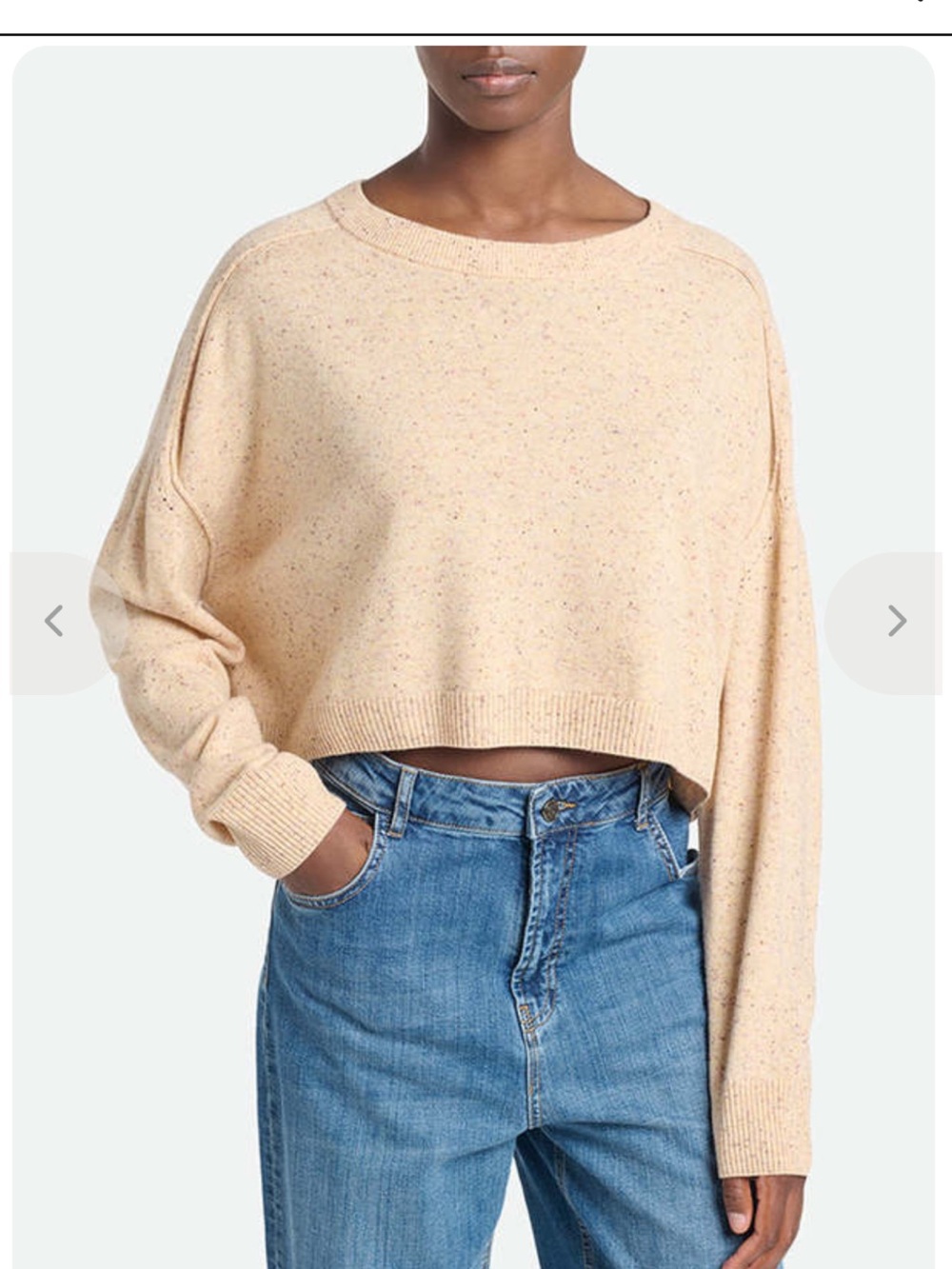 Vanessa Bruno Valerie Cropped Sweater in Ecru - 100% Wool